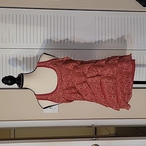 Salmon colored Women's Size S Charlotte Russe Lacey Ruffle tank top shirt